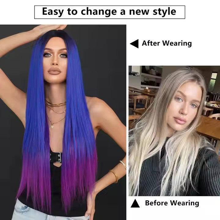 LumiTress 32-inch purple straight heat-resistant synthetic wig - image 2